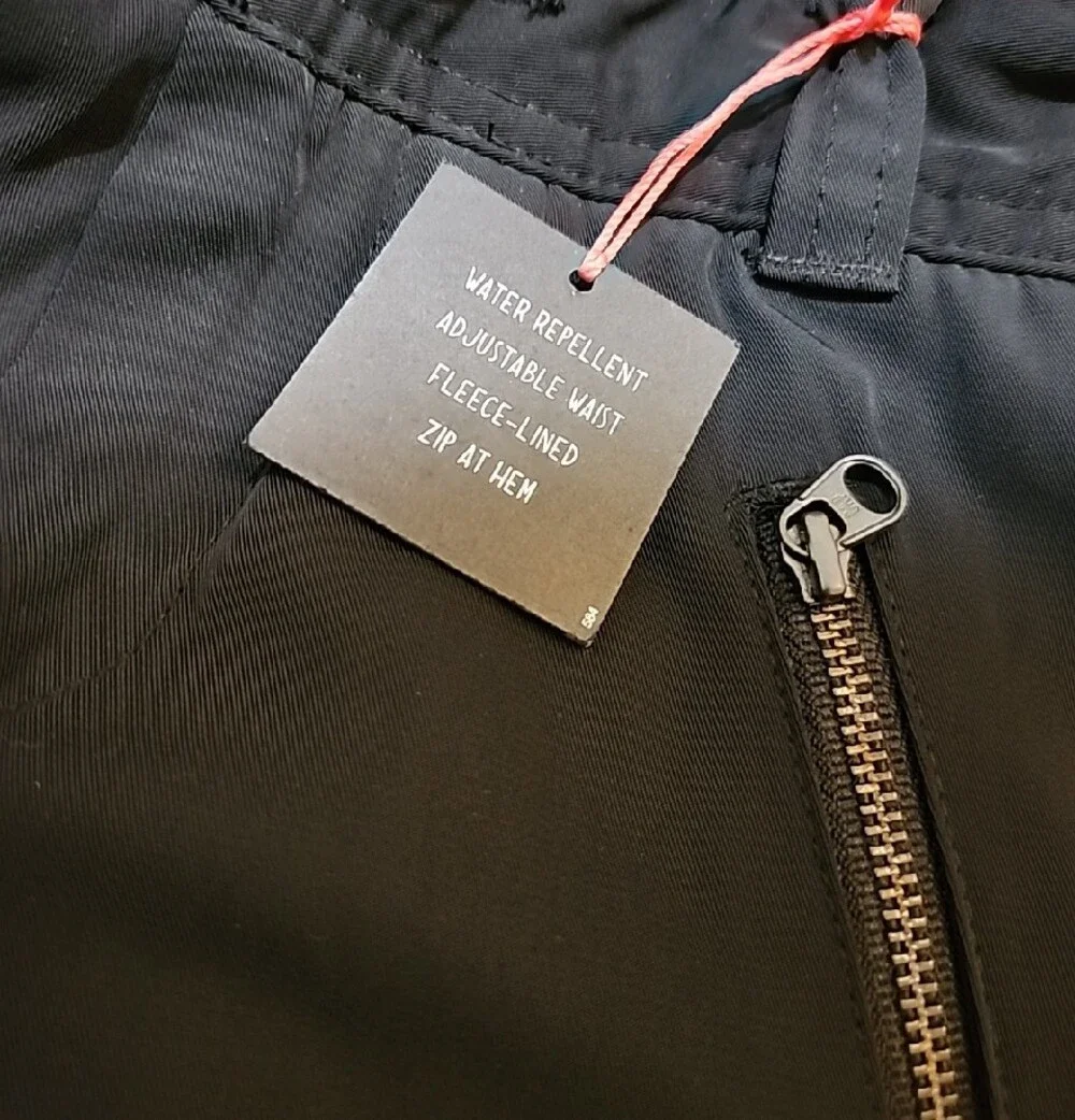 Black Insulated Snow Pants with Zip Pockets